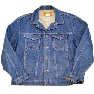Vintage Wrangler Men's XL Dark Wash Denim Jacket Western Rodeo Cowboy 74145PW